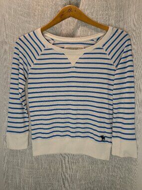Abercrombie & Fitch Blue and White Striped Top Y2K